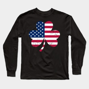 American Flag Shamrock Irish St Patrick's Day Long Sleeve T-Shirt